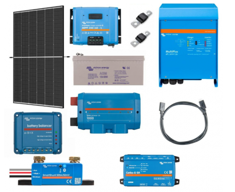 Sistem Fotovoltaic Victron Energy Off-grid 2400W stocare AGM 2640 Wh